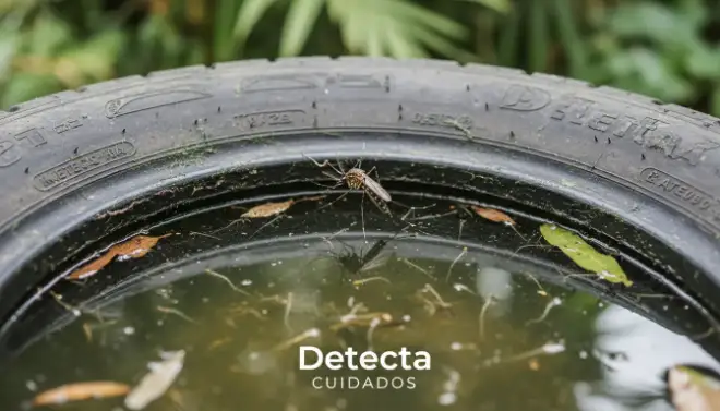 Mosquito se reproduzindo em água parada, principal criadouro a ser eliminado no controle de mosquitos